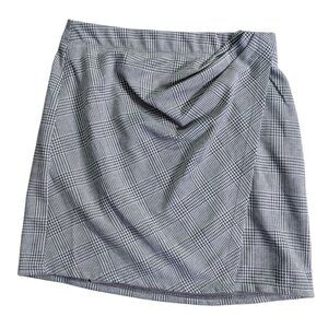 Max Studio Pencil Skirt Womens Small Glen Plaid Ruched Stretch Knit Office Caree